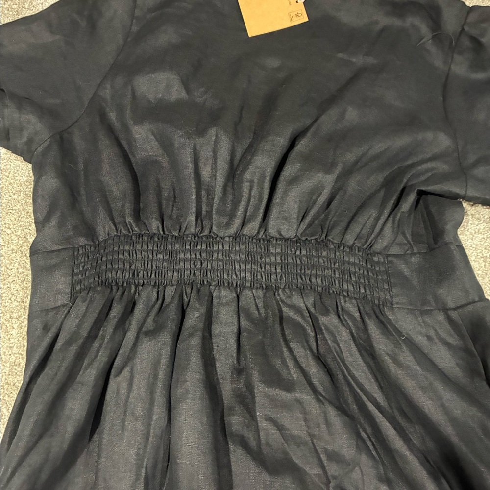 Boden Black Linen Puff Sleeve Midi Dress NWT Women’s US 12L - Picture 5 of 7